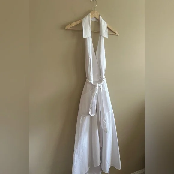 MILLY | Elegant White Halter Dress, Collared, Hi-Low, Fashion Week 2016, Size 6 - Picture 9 of 12